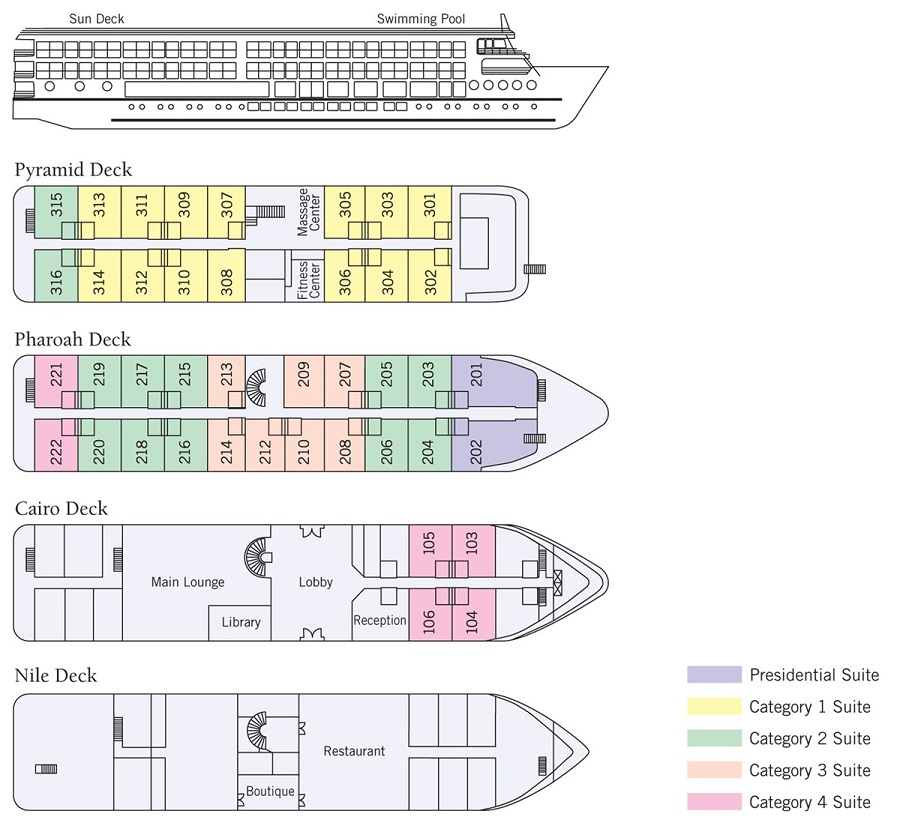 MS Tosca Luxury Nile Cruise deck plan MS Tosca Luxury Nile Cruise deck plan